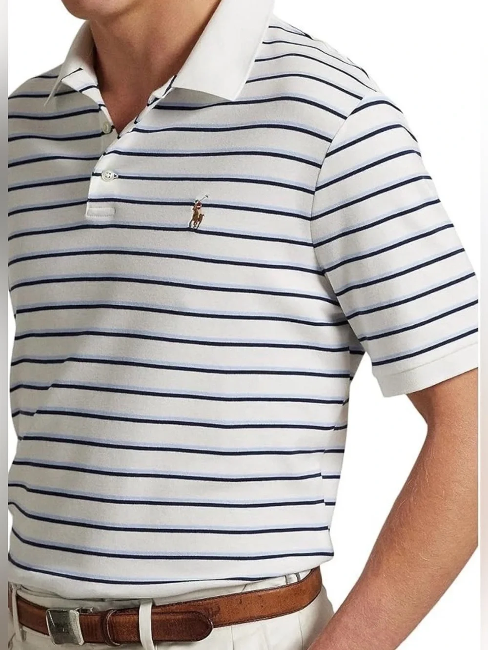 Polo Ralph Lauren Men’s White/Navy Classic 100 Cotton Striped Polo Size 3XB NWT